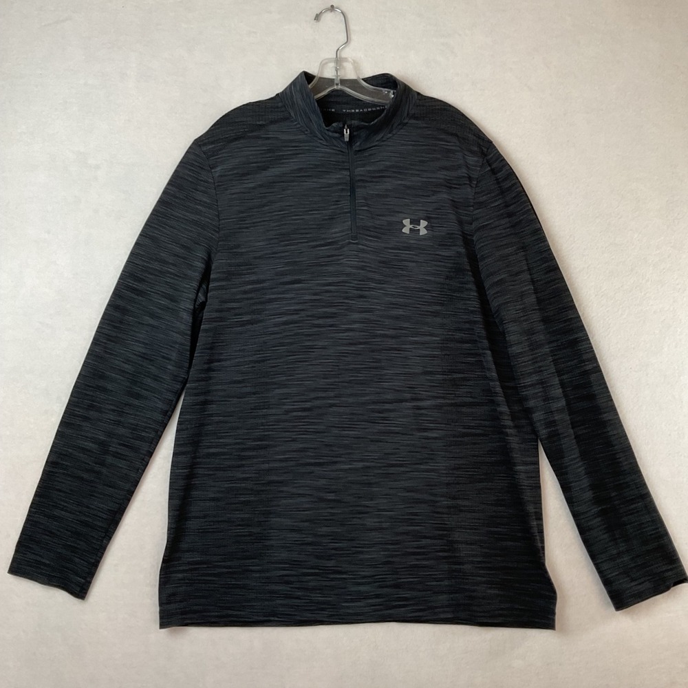 Under Armour‎ Mens XL Threadborne HeatGear 1/4 Zip Pullover Charcoal Space Dye